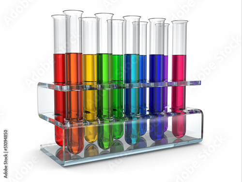Illustration: cientific research. Glass test tubes with reagent cientific research. Glass test tubes with reagent