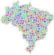 Map of Brasil in a mosaic of harlequin circles