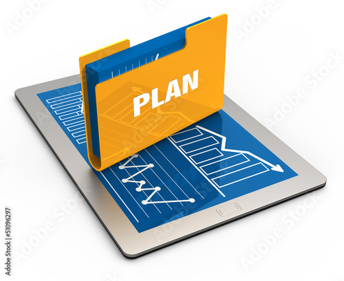 Illustration: Tablet screen with yellow folder Tablet screen with yellow folder