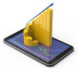 Smart phone with business growth graph