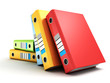 colorful office folders or ring binders on white