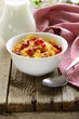 healthy breakfast of muesli with milk