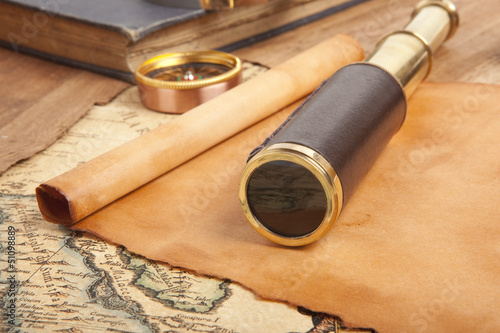 Photo: Vintage brass telescope Vintage brass telescope
