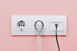 Electric and internet outlets on wall