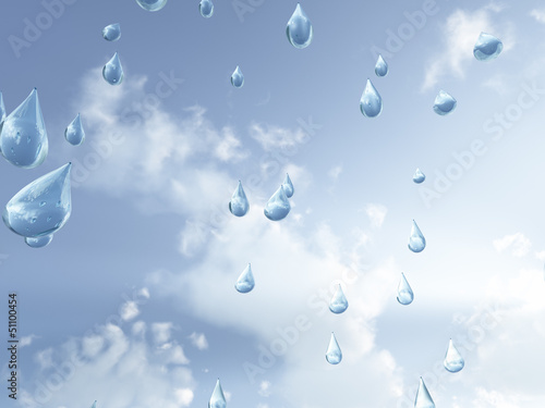 Illustration: Raindrops falling from sky Raindrops falling from sky