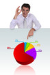 Businessman with a pie chart