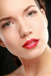 Woman red lips closeup