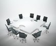 Illustration: Meeting room with a puzzle shaped table Meeting room with a puzzle shaped table