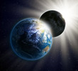 Solar eclipse seen from space