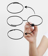 Woman hand drawing empty flowchart