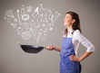 Woman cooking vegetables