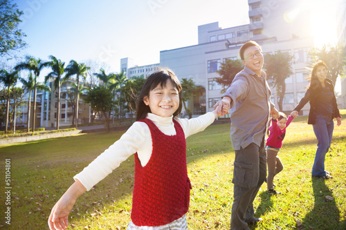 Photo: happy family in the school with sunlight background happy family in the school with sunlight background