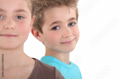 Photo: Head and shoulders of two children Head and shoulders of two children
