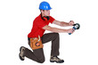craftsman holding an electric saw