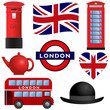Set of travel icons, London and the United Kingdom