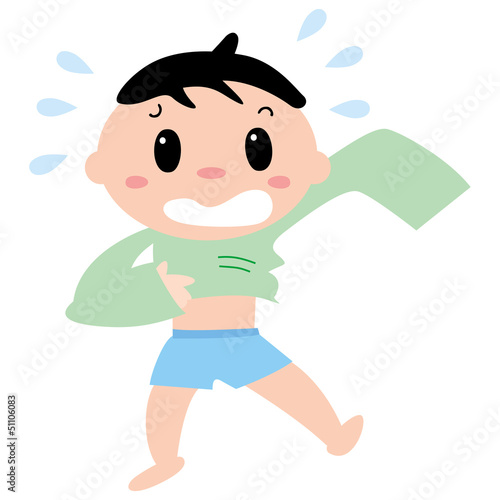 Illustration: 着替えをする男の子 着替えをする男の子