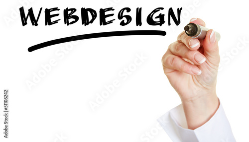 Photo: Hand schreibt das Wort Webdesign Hand schreibt das Wort Webdesign