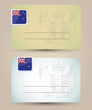 Illustration: business card with flag and coat of arms of New Zealand business card with flag and coat of arms of New Zealand
