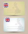 business card with flag and map of Great Britain
