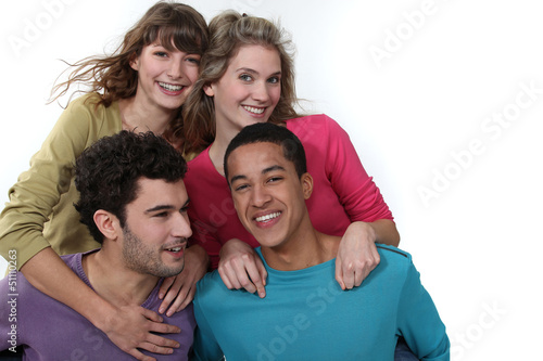 Photo: Couples on a double date. Couples on a double date.