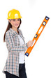 Woman with a spirit level