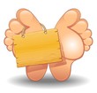 Feet Cartoon with Wooden Panel-Piedi con Pannello di legno