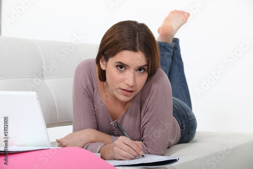 Photo: Woman studying for an exam Woman studying for an exam