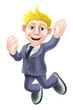 Happy businessman jumping