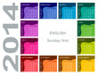 Vektor: Coloful calendar 2014 (English, Sunday first) Coloful calendar 2014 (English, Sunday first)