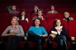 Group of young people watching movie in cinema