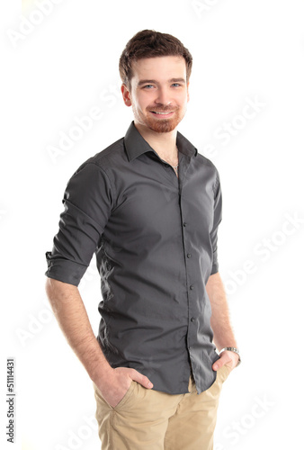 Photo: Portrait of happy smiling man, isolated on white Portrait of happy smiling man, isolated on white