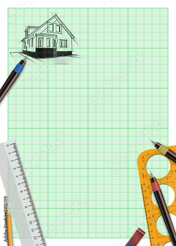 Illustration: family house project plan background family house project plan background