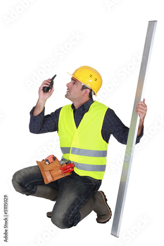 Photo: craftsman holding a walkie talkie craftsman holding a walkie talkie