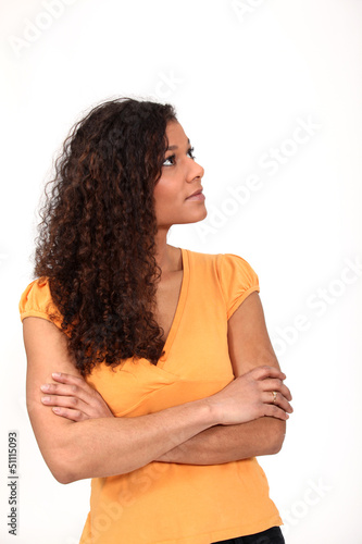 Photo: Black woman sulking. Black woman sulking.
