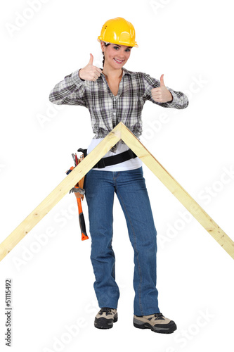 Photo: Carpenter giving two thumb's up Carpenter giving two thumb's up