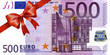 500 Euroschein mit rotem Band und Schleife