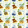 Illustration: Seamless pattern with travel illustrations Seamless pattern with travel illustrations