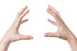 female teen hand holding invisible sphere