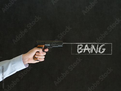 Photo: Man pointing a gun with bang sign Man pointing a gun with bang sign