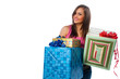 woman holding boxes with gifts