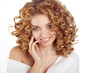 Hairstyle. Healthy Curly Hair. Beauty portrait of attractive you