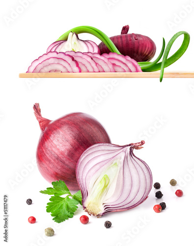 Photo: Onions on a white background Onions on a white background