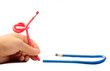 hand holding elastic pencil