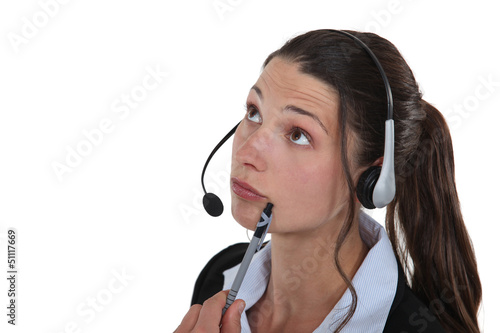 Photo: Pensive receptionist Pensive receptionist