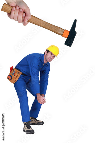 Photo: Workplace accident with a hammer Workplace accident with a hammer