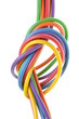 The electric colored wires with knot used in electrical and comp