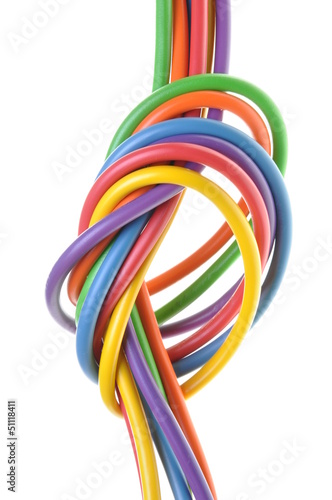 Photo: The electric colored wires with knot used in electrical and comp The electric colored wires with knot used in electrical and comp