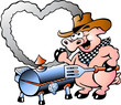 Vector: Hand-drawn Vector illustration of an Pig making BBQ Hand-drawn Vector illustration of an Pig making BBQ