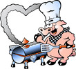Vector: Hand-drawn Vector illustration of an Chef Pig making BBQ Hand-drawn Vector illustration of an Chef Pig making BBQ