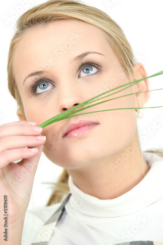 Photo: Woman smelling spices Woman smelling spices